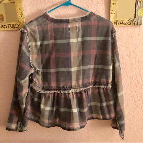 SOLD /// Peplum Love Fire Plaid Long Sleeve - Picture 2 of 4